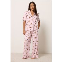 PixieGirl Women's Petite Set Pink Soft Touch Teddy Print Pyjamas | Size: 6-8
