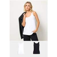 Pixiegirl Petite Women's 2 Pack Black & White Dipped Hem Vest Tops Size 8