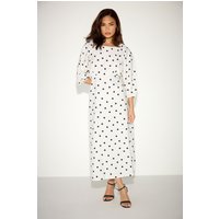 Pixiegirl Petite Women's White Polka Dot Cotton Midi Dress Size 10