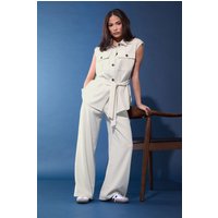 Pixiegirl Petite Women's Ivory White Belted Utility Shirt Size 14