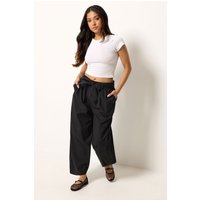 Pixiegirl Petite Women's Black Poplin Barrel Trousers Size Petite > 10