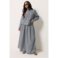Pixiegirl Petite Women's Set Black Gingham Cotton Funnel Neck Shirt & Maxi Skirt Size 10