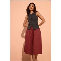 PixieGirl Women's Petite Poplin Culottes Trouser in Dark Red | Size: 8