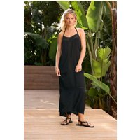 Pixiegirl Petite Women's Black Crochet Trim Halter Neck Maxi Dress Size 14