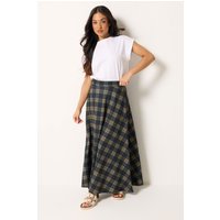 PixieGirl Women's Petite Check Maxi Skirt in Dark Blue | Size: 12