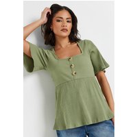 PixieGirl Women's Petite Ribbed Smock Top in Green | Size: 8