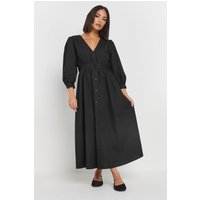 PixieGirl Women's Petite Button Midi Dress in Black | Size: 8