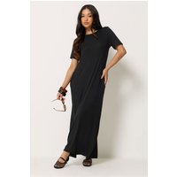 PixieGirl Women's Petite Short Sleeve T-Shirt Maxi Dress in Black | Size: 12