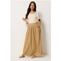 Pixiegirl Petite Women's Stone Brown Cotton Poplin Maxi Skirt Size 6