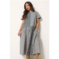 Pixiegirl Petite Women's Grey Check Patchwork Brushed Maxi Dress Size 12