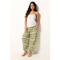 Pixiegirl Petite Women's Green Abstract Harem Trousers Size Petite > 10