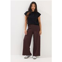 Pixiegirl Petite Women's Chocolate Brown Textured Wide Leg Trousers Size Petite > 14
