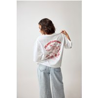 Pixiegirl Petite Women's White Bao Buns Back Graphic Cotton Tshirt Size 12