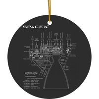 Spacex Raptor Engine Technical Blueprint Ceramic Ornaments