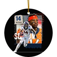 Courtland Sutton Football Paper Poster Broncos 6 - Courtland Sutton - Ceramic Ornaments