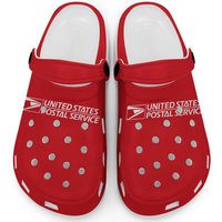 Postal Service Post Office Short Sleeve Clogs All White Print, United Sps Postal Service Clogs