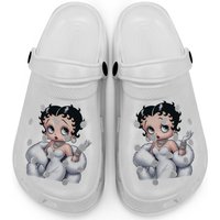 Elegant Betty Boop In White Dress Fitted Scoop Clogs