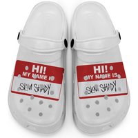 Vintage Style Eminem Clogs, Eminem 1999 Hi My Name Is Slim Shady Clogs
