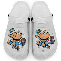 Dog Man Jumping Clogs