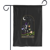 The Plant Witch Skeleton Garden Flags - Plant Lover Tarot Card Garden Flags -