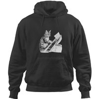 Cat Playing Piano Music Lover Funny Hoodies