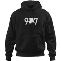 907 Alaska Phone Area Code Map Silhouette Cool Hoodies