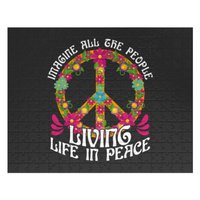 World Peace Symbol And Flowers Imagine Jigsaw Puzzles