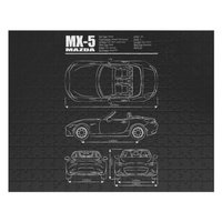 Miata Blueprint Nd White Jigsaw Puzzles