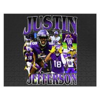 Vintage 90s Graphic Style Justin Jefferson Jigsaw Puzzles