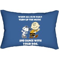 When All Else Fails Turn Up The Music And Dance With Your Dog Snoopy Lumbar Pillow