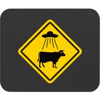 Funny Ufo Cow Abduction Warning Sign Mouse Pads