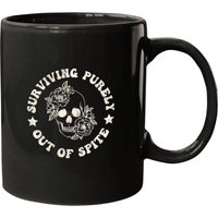 Funny Surviving Purely Out Of Spite Flowers Skull Vintage T Mugs