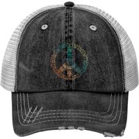 Womens Neutral Boho Yoga Ornate Mandala Peace Sign Hippie Print Trucker Hat