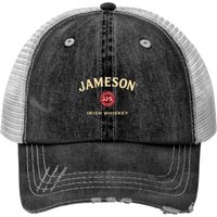 Fashion Mens Jameson Irish Whiskey Logo Generic Black Print Trucker Hats
