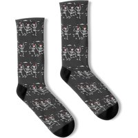 Dancing Skeletons With Xmas Santa Hats - Christmas Funny Socks