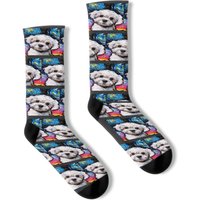 Dog Maltese Maltipoo Portrait Starry Night Dog Cute Maltese Art By Aja Socks