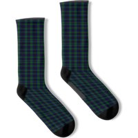 Black Watch Blue, Green, And Black Tartandark Plaid Graphic Socks