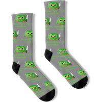 Spanish Or Vanish Language Learning Owl Socks, Funny Duolingo Meme Socks