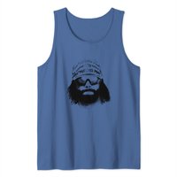 Macho Man Wrestler Randy Savage Bandana Sunglasses Face Graphic Adult Tank Tops Neon Blue Heather