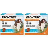 FRONTPRO 2x3 Compresse Masticabili, Antiparassitario Per Cani (10-25Kg) Contro Pulci E Zecche