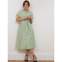 Kite - Womens Organic Cotton Charlton Poplin Shirt Dress Green - Midi - Sizes 6-20