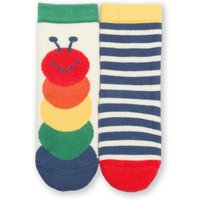 Kite - Boys Organic Cotton Caterpillar Grippy Socks Red - 2-Pack - 0-4y