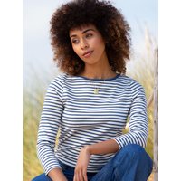 Kite - Womens Organic Cotton Ashington Boat Neck 3/4 Sleeve Jersey Top Navy Stripe - 3/4 Sleeves - UK6-UK20