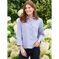 Kite - Womens Organic Cotton Whitmore 3/4 Sleeve Ticking Shirt Navy - 3/4 Sleeves - UK6-UK20