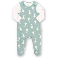 Kite - Baby Organic Cotton Little Goose Dungaree Set Green - Long Sleeve - Newborn-2y