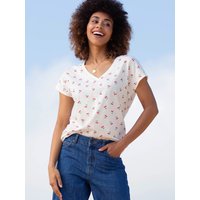 Kite - Womens Organic Cotton Top - Coombe Slub Jersey T-Shirt Cherry Friends Cream - Short Sleeve - UK6-UK20