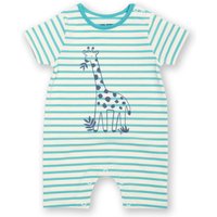 Kite - Baby Organic Cotton Hello Giraffe Romper Blue - Short Sleeve - Newborn-2y