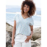 Kite - Womens Organic Cotton Top - Coombe Jersey T-Shirt Meadow Ditsy Soft - Short Sleeve - UK6-UK20