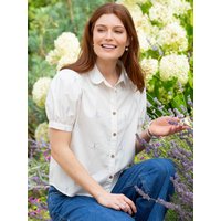 Kite - Womens Organic Cotton Halstock Poplin Shirt Lavender Cream - Short Sleeve - UK6-UK20