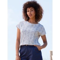 Kite - Womens Organic Cotton Alum Slub Jersey Top Heritage Floral Navy - Relaxed Fit - UK6-UK20